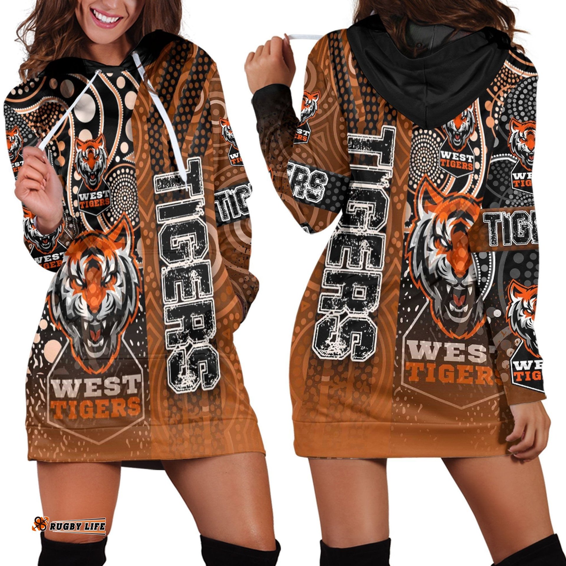 Vibe Hoodie Clothing West Tigers Sporty Style Hoodie Dress