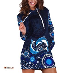 Australia Aboriginal Hoodie Dress Dolphin Dark Blue