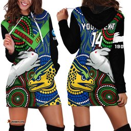 Custom Text And Number Rabbitohs Mix Eels Rugby Hoodie Dress Souths And Parra Indigenous