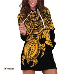 Custom Australia Matildas Hoodie Dress Hibiscus and Turtle With Polynesian Pattern
