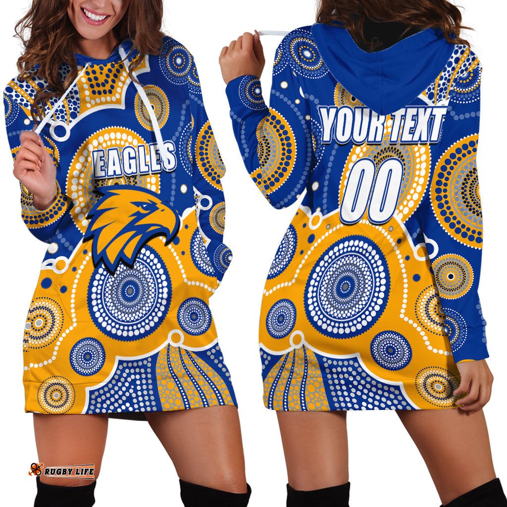 Custom Personalised And Number Eagles AFL Hoodie Dress Aboriginal Patterns 01