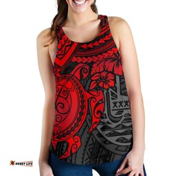 Tahiti Polynesian Women'S Racerback Tank - Red Turtle - Bn1518