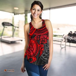Tahiti Polynesian Women'S Racerback Tank - Red Turtle - Bn1518