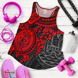Tahiti Polynesian Women'S Racerback Tank - Red Turtle - Bn1518