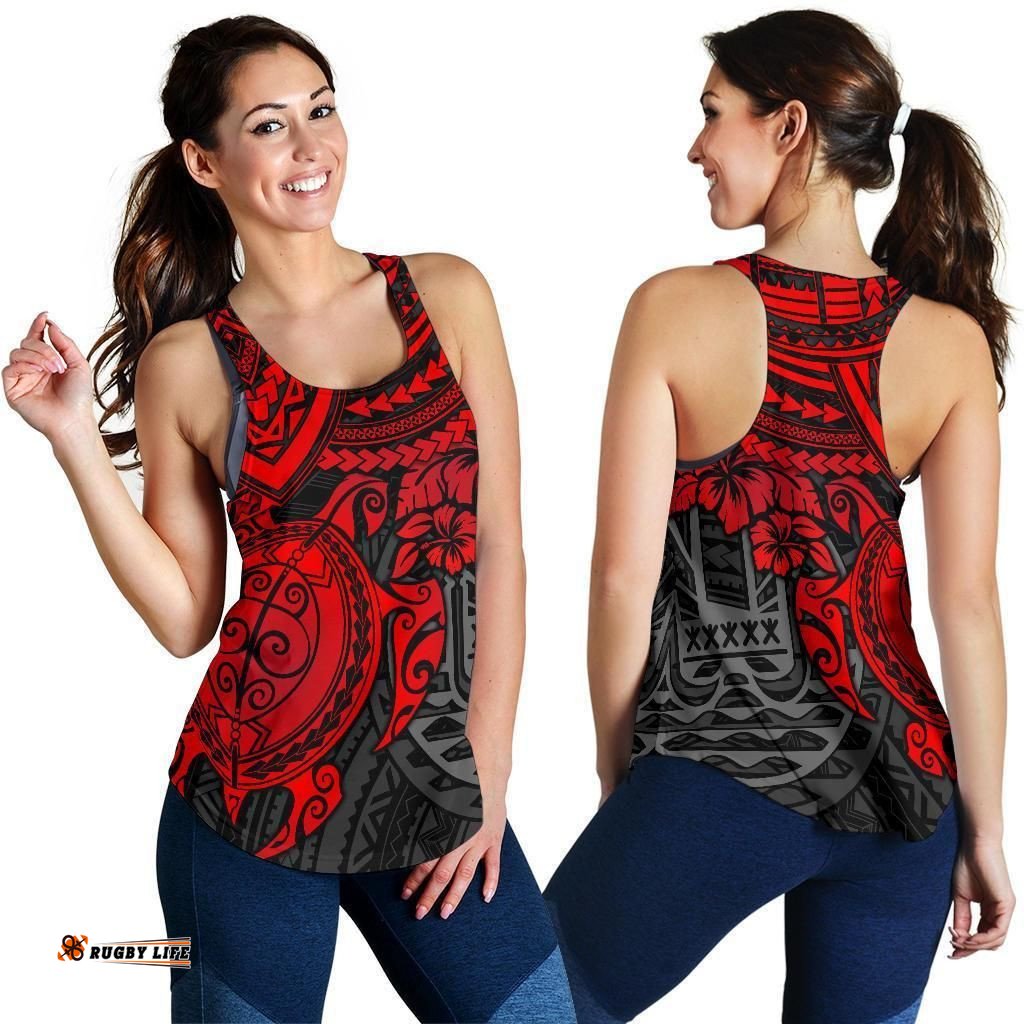 Tahiti Polynesian Women'S Racerback Tank - Red Turtle - Bn1518