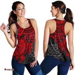 Tahiti Polynesian Women'S Racerback Tank - Red Turtle - Bn1518