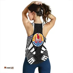 Tahiti Women Racerback Tank - Polynesian Tattoo Black - Bn0110