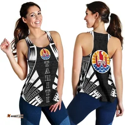 Tahiti Women Racerback Tank - Polynesian Tattoo Black - Bn0110