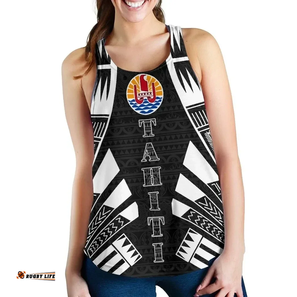 Tahiti Women Racerback Tank - Polynesian Tattoo Black - Bn0110
