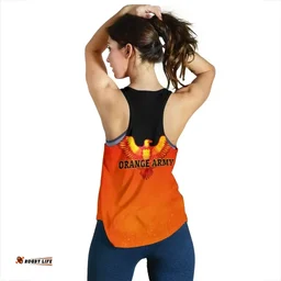 Orange Army Women's Racerback Tank Cricket Sporty Style A31