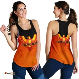 Orange Army Women's Racerback Tank Cricket Sporty Style A31