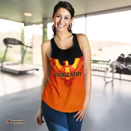 Orange Army Women's Racerback Tank Cricket Sporty Style A31