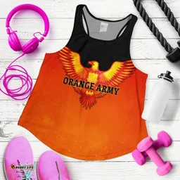 Orange Army Women's Racerback Tank Cricket Sporty Style A31