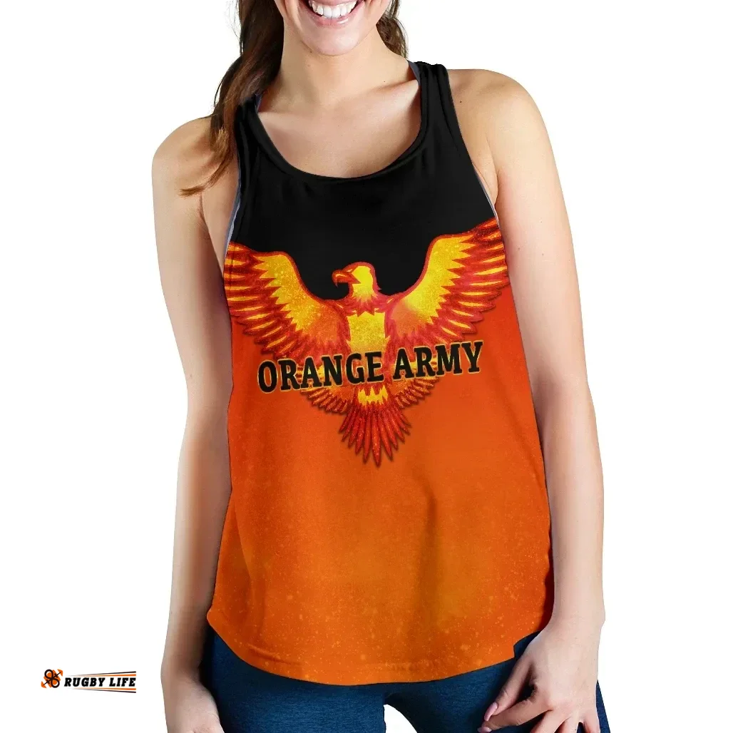 Orange Army Women's Racerback Tank Cricket Sporty Style A31