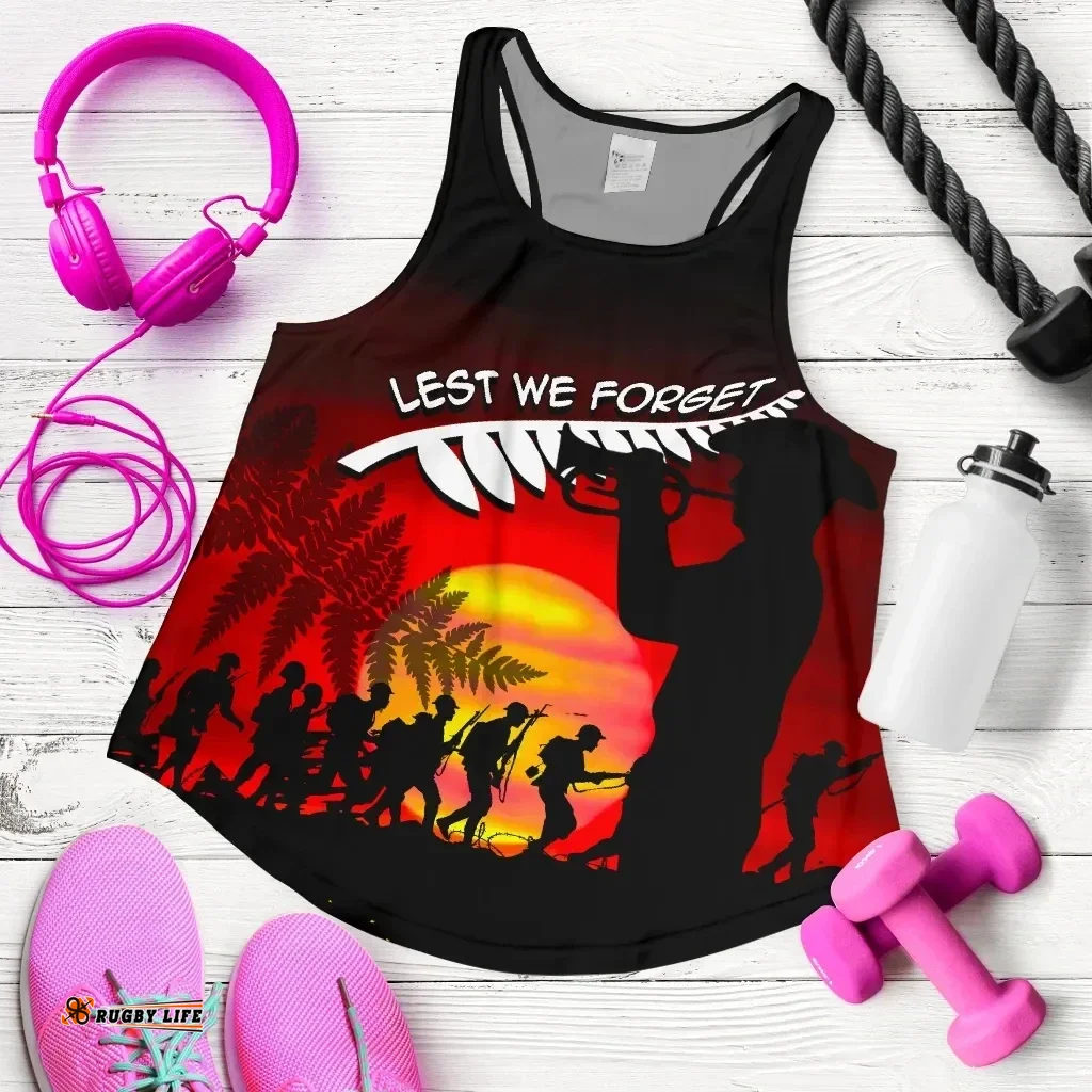New Zealand Women's Racerback Tank Lest We Forget TH4