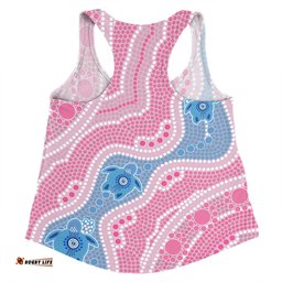Australia Turtles Aboriginal Custom Women Racerback Singlet - Dreamtime River And Turtles Dot Art Painting Pink Women Racerback Singlet