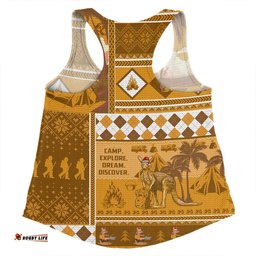Australia Camping Christmas Women Racerback Singlet - Xmas Camping With Kangaroo Vintage Women Racerback Singlet
