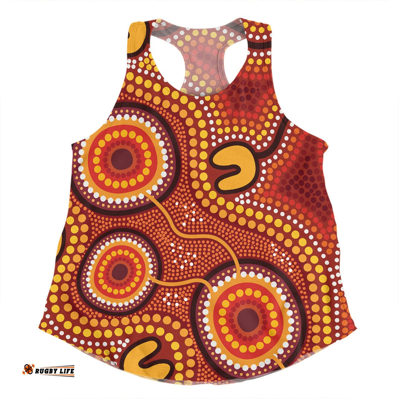Australia Aboriginal Women Racerback Singlet - Connection Concept Dot Aboriginal Colorful Painting Women Racerback Singlet