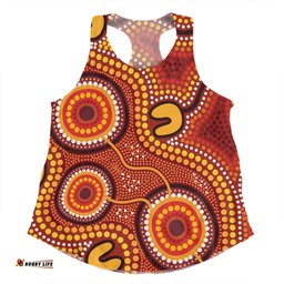 Australia Aboriginal Women Racerback Singlet - Connection Concept Dot Aboriginal Colorful Painting Women Racerback Singlet