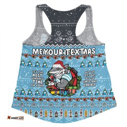 Cronulla-Sutherland Sharks Christmas Custom Women Racerback Singlet - Chrissie Spirit Women Racerback Singlet