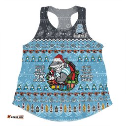 Cronulla-Sutherland Sharks Christmas Custom Women Racerback Singlet - Chrissie Spirit Women Racerback Singlet