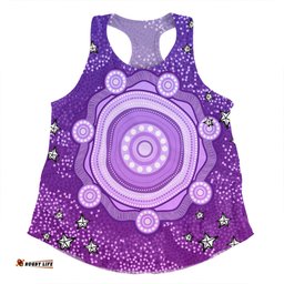 Australia Aboriginal Custom Women Racerback Singlet - Purple Dot Painting Art Washo Women Racerback Singlet