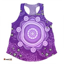 Australia Aboriginal Custom Women Racerback Singlet - Purple Dot Painting Art Washo Women Racerback Singlet