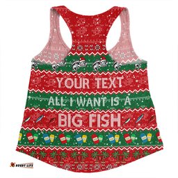 Australia Christmas Custom Women Racerback Singlet - Merry Fishmas All I Want is a Big Fish Women Racerback Singlet