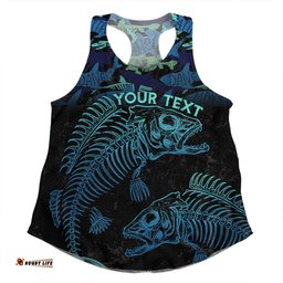 Australia Fishing Custom Women Racerback Singlet - Fish Reaper Fish Skeleton Blue Women Racerback Singlet
