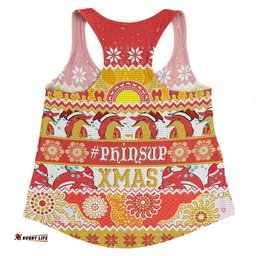 Redcliffe Dolphins Christmas Aboriginal Custom Women Racerback Singlet - Indigenous Knitted Ugly Xmas Style Women Racerback Singlet
