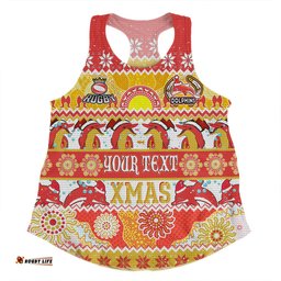 Redcliffe Dolphins Christmas Aboriginal Custom Women Racerback Singlet - Indigenous Knitted Ugly Xmas Style Women Racerback Singlet