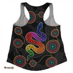 Australia Aboriginal Custom Women Racerback Singlet - Indigenous Dreaming Rainbow Serpent Inspired Women Racerback Singlet