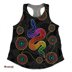 Australia Aboriginal Custom Women Racerback Singlet - Indigenous Dreaming Rainbow Serpent Inspired Women Racerback Singlet