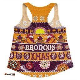 Brisbane Broncos Christmas Aboriginal Custom Women Racerback Singlet - Indigenous Knitted Ugly Xmas Style Women Racerback Singlet