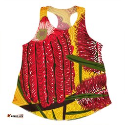 Australia Aboriginal Women Racerback Singlet - Aboriginal Dot Art Of Australian Native Banksia Flower Women Racerback Singlet