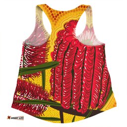 Australia Aboriginal Women Racerback Singlet - Aboriginal Dot Art Of Australian Native Banksia Flower Women Racerback Singlet
