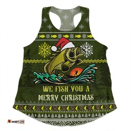 Australia Christmas Fishing Custom Women Racerback Singlet - We Fish You A Merry Christmas Women Racerback Singlet