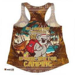Australia Camping Christmas Women Racerback Singlet - All I Want For Xmas Is More Time For Camping Women Racerback Singlet