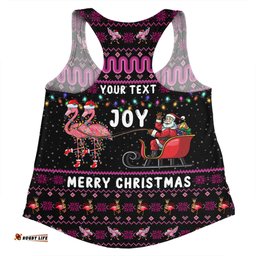 Australia Christmas Custom Women Racerback Singlet - Aussie Christmas Pink Flamingo Santa Sleigh Women Racerback Singlet