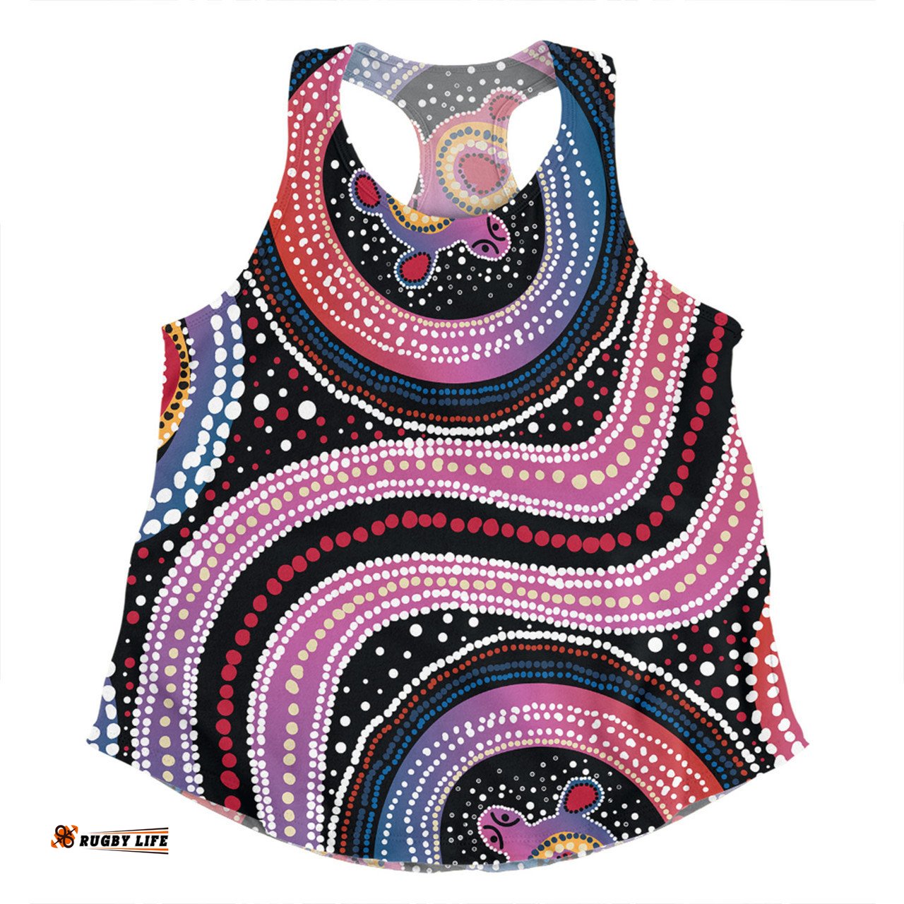 Australia Dot Painting Inspired Aboriginal Women Racerback Singlet - Turtles With Dot In Aboriginal Women Racerback Singlet