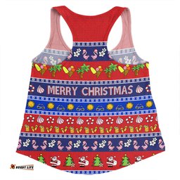 Australia Christmas Custom Women Racerback Singlet - Aussie Christmas Flamingo Summer Vibes Blue Women Racerback Singlet