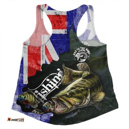 Australia Fishing Women Racerback Singlet - Bad To The Bone Fishing Australia Flag Vintage Women Racerback Singlet