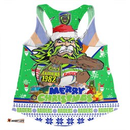 Canberra Raiders Christmas Custom Women Racerback Singlet - Canberra Viking Santa Aussie Big Things Women Racerback Singlet