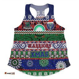 New Zealand Warriors Christmas Maori Custom Women Racerback Singlet - Indigenous Knitted Ugly Xmas Style Women Racerback Singlet