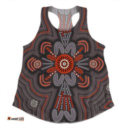 Australia Dot Painting Inspired Aboriginal Women Racerback Singlet - Aboriginal Dot Indigenous Art Inspired Women Racerback Singlet