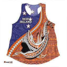 Australia  South Sea Islanders Women Racerback Singlet - New Ireland Flag With Polynesian Shark Pattern Women Racerback Singlet