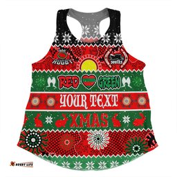 South Sydney Rabbitohs Aboriginal Custom Women Racerback Singlet - Indigenous Knitted Ugly Xmas Style Women Racerback Singlet