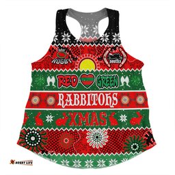 South Sydney Rabbitohs Aboriginal Custom Women Racerback Singlet - Indigenous Knitted Ugly Xmas Style Women Racerback Singlet