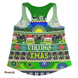 Canberra Raiders Christmas Aboriginal Custom Women Racerback Singlet - Indigenous Knitted Ugly Xmas Style Women Racerback Singlet