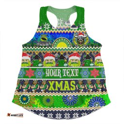Canberra Raiders Christmas Aboriginal Custom Women Racerback Singlet - Indigenous Knitted Ugly Xmas Style Women Racerback Singlet